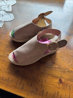 Catherine Malandrino Women’s Taupe Espadrille Slingback Sandals Buckle size 11